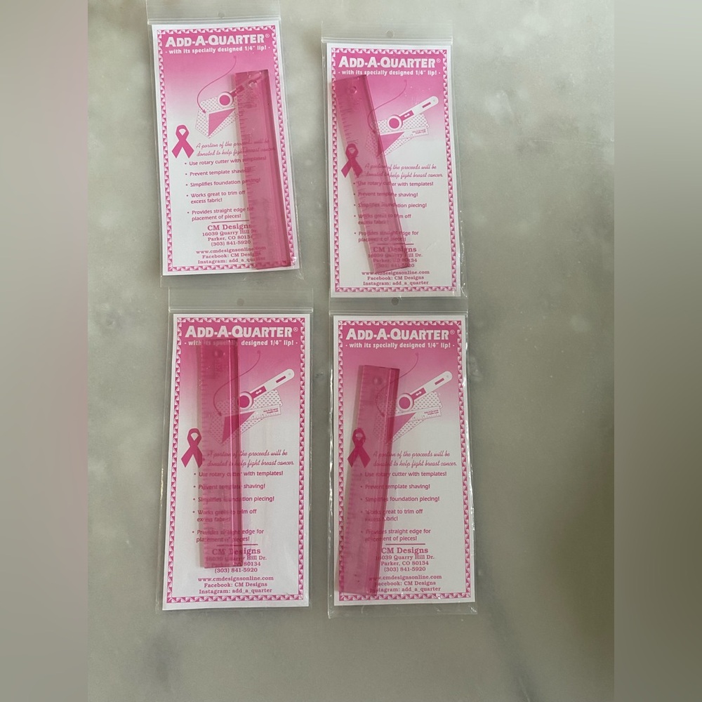 New! Pink 1" x 6" Add-A-Quarter Ruler
CM Designs set of 4